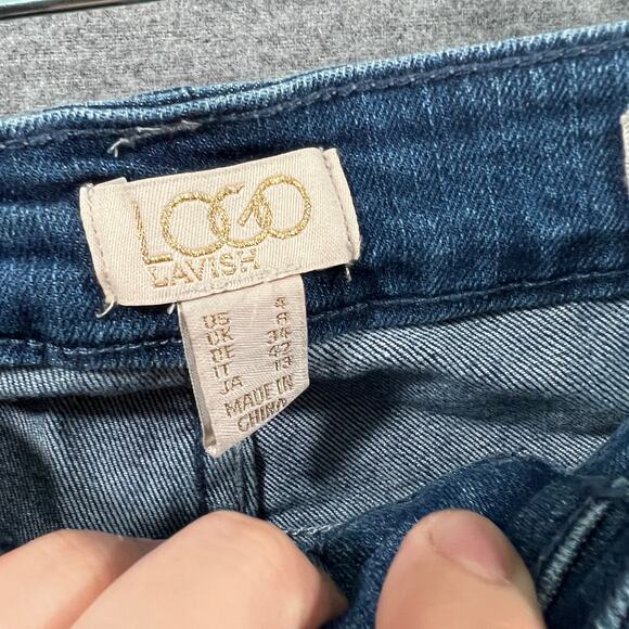 Logo Lavish Jeans Womens 4 Blue Dark Wash Patchwork - Picture 3 of 15